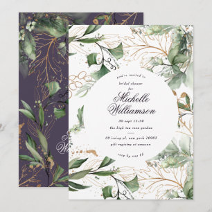 Möhippan Eucalyptus Golden Boho Modern Pampas Inbjudningar