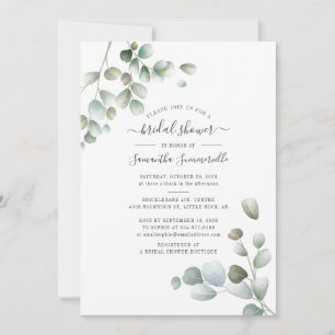Möhippan Eucalyptus Greenery Blommigt Script Inbjudningar
