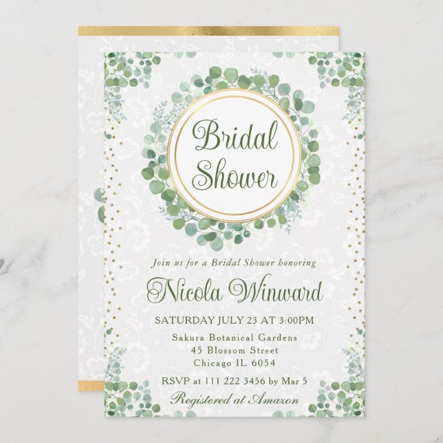 Möhippan Eucalyptus Greenery Inbjudningar (Fram/baksida)