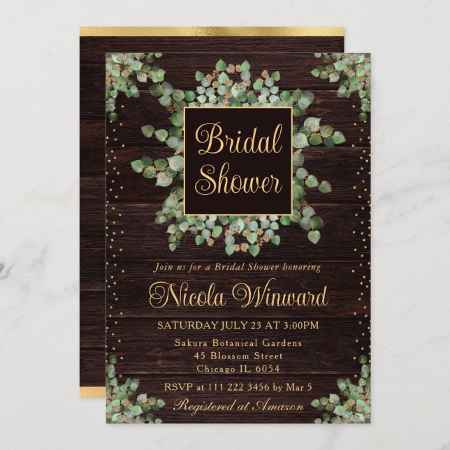 Möhippan Eucalyptus Greenery Inbjudningar (Fram/baksida)