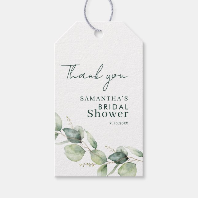 Möhippan Eucalyptus Greenery Script Presentetikett (Framsidan)