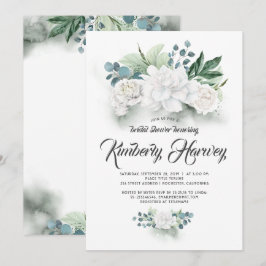 Möhippan Eucalyptus Greenery White Blommigt Inbjudningar