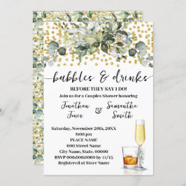 Möhippan Eucalyptus Guld Bubbles & Drinks Inbjudningar