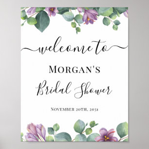 Möhippan Eucalyptus Lila Greenery Välkommen Poster