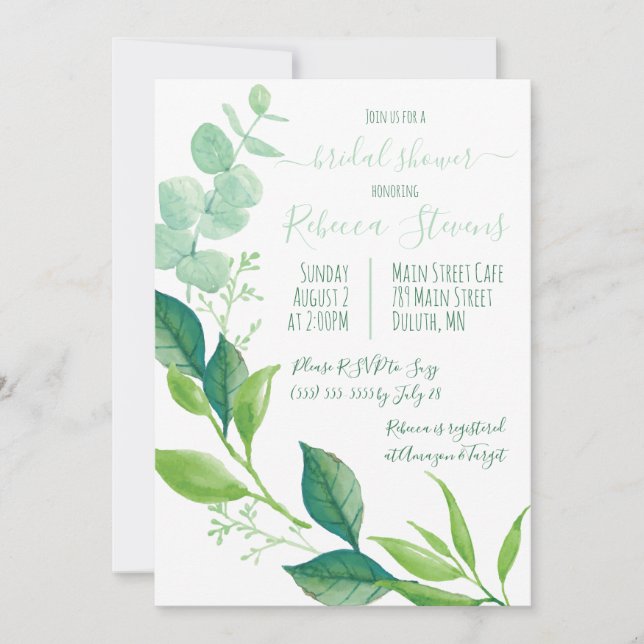 Möhippan Eucalyptus Löv  Inbjudningar (Framsida)