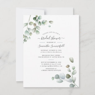 Möhippan Eucalyptus Watercolor Foliage Script Inbjudningar