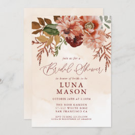 Möhippan Fall Burgundy och Terracotta Blommigt Inbjudningar