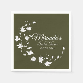 Möhippan Fall Grönt och vit Blommigt Papper Pappersservett