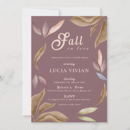 Möhippan Fall in Kärlek Watercolor Löv Inbjudningar