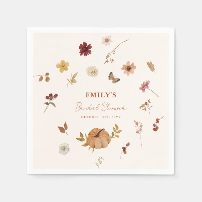 Möhippan Fall Pumpkin Wildblomma Pappersservett (Framsidan)