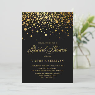 Möhippan Faux Guld Foil Confetti Black Inbjudningar