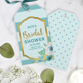 Möhippan Faux Guld och Mint Blommigt Presentetikett