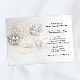 Möhippan Faux White Pearl Diamond Buttons Inbjudningar