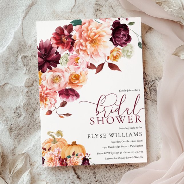 Möhippan Faye Burgundy Fall Hösthösten Blommigt Inbjudningar (Skapare uppladdad)