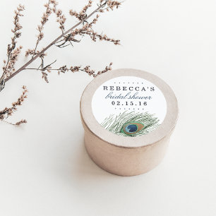 Möhippan Fjädra efter vattenfärgen Peacock Feather Runt Klistermärke