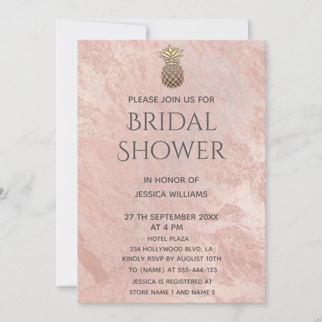 möhippan för ananas guld i ro guld inbjudningar (Framsida)