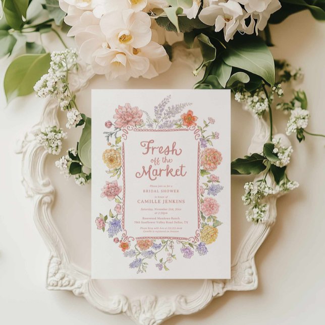 Möhippan för Blommigt av marknaden Inbjudningar (Fresh off the Market Garden Bridal Shower Invitation)