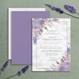 Möhippan för Blommigten Rustic Lavender Lilac Guld Inbjudningar
