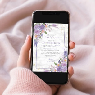 Möhippan för Blommigten Rustic Lavender Lilac Guld Inbjudningar