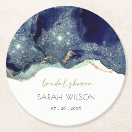 Möhippan för flottan i Guld Bläck, Abstrakt, Glitt Underlägg Papper Rund