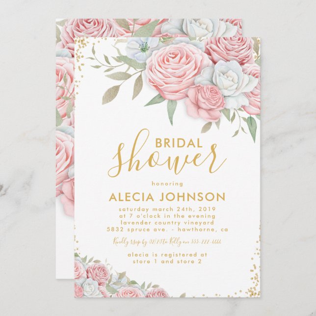 Möhippan för Gnistra av Guld Blommigt vid  Rosan Inbjudningar (Fram/baksida)