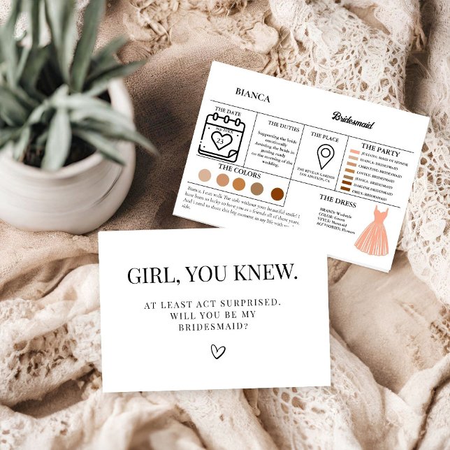 möhippan för Maid of honor-informationskort frieri Meddelande (Skapare uppladdad)