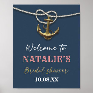 Möhippan för marinblå sjömil Guld Anchor Rope Poster