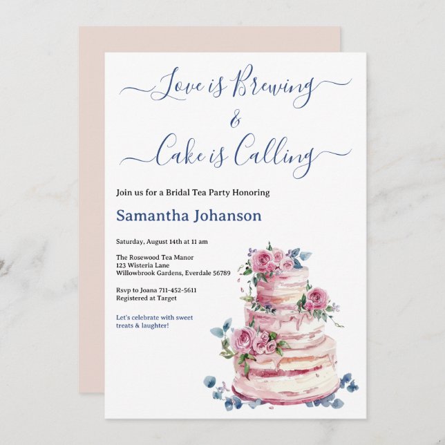 Möhippan för  Rosa med nivåindelad kummel Rosa ros Inbjudningar (Fram/baksida)