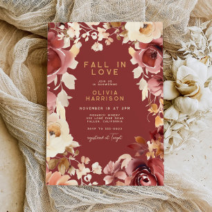 Möhippan för Scarlet Boho Fall Blommigt Guld Cream Inbjudningar