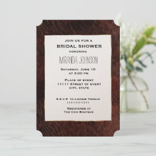 Möhippan för sydvästra Faux Brown Leather Cowhide Inbjudningar