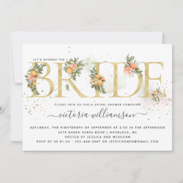 Möhippan för Tangerine Citrus och Guld Blommigt Inbjudningar