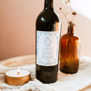 Möhippan för vapenskölden ram i Toile de Jouy Vint Vinflaska Etikett