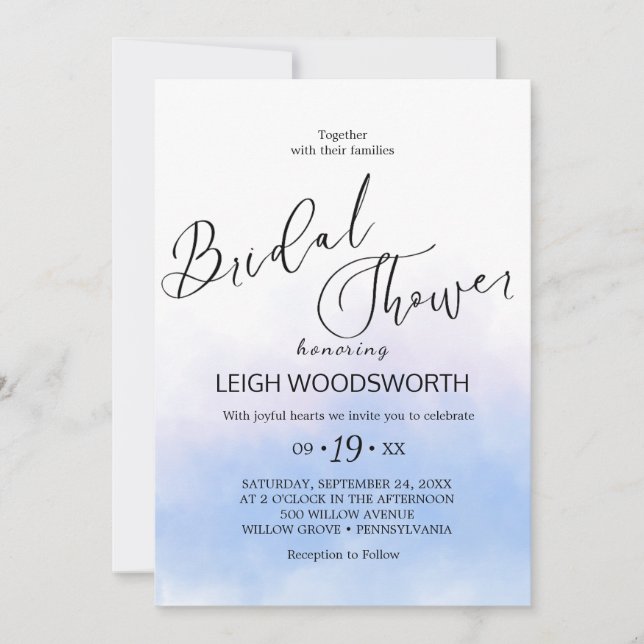 Möhippan för vattenfärgsblad för Aqua och Guld Inbjudningar (Framsida)