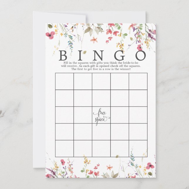 Möhippan för Wildblomma Blommigt Bingo Game-dusche Inbjudningar (Framsida)