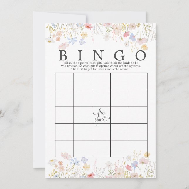 Möhippan för Wildblomma Blommigt Bingo Game-dusche Inbjudningar (Framsida)