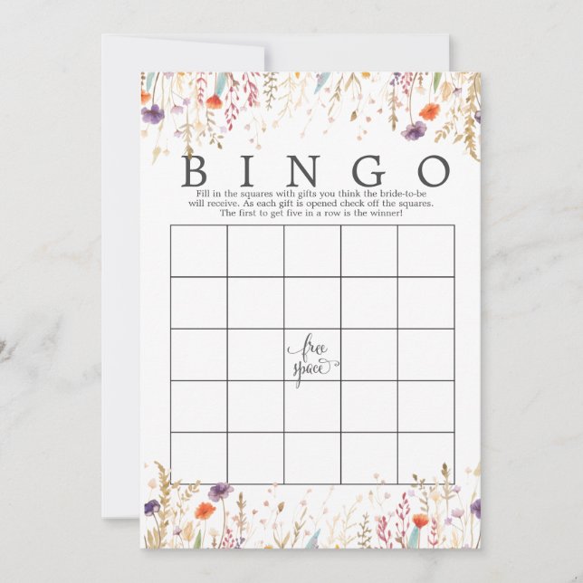 Möhippan för Wildblomma Blommigt Bingo Game-dusche Inbjudningar (Framsida)