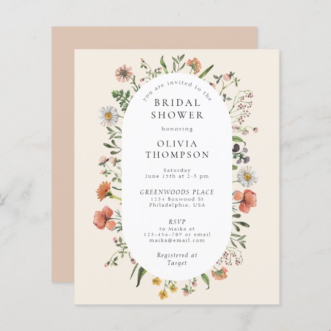 Möhippan för Wildblomma med budgeterad vattenfärg (Fram/baksida)