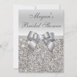 Möhippan Glamous Silver Sequins Bow Inbjudningar