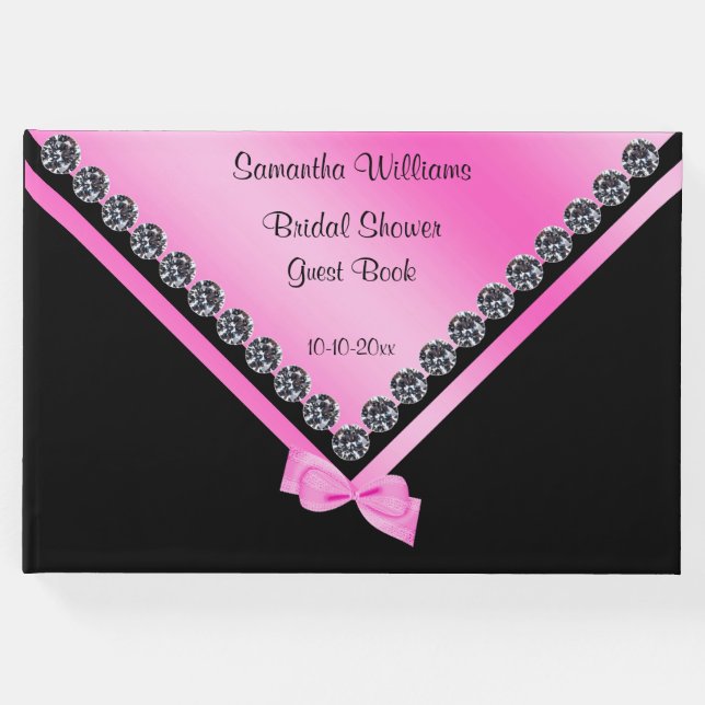 Möhippan Glitzy Diamonds & Rosa Bow Gästböcker (Framsida)