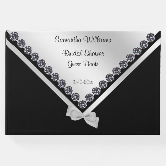 Möhippan Glitzy Diamonds & Silver Bow Gästböcker (Framsida)