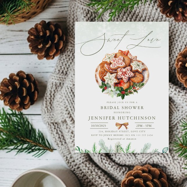 Möhippan God Helgdag Sweet Kärlek Inbjudningar (Christmas Cookie Holiday Bridal Shower Sweet Love Invitation)