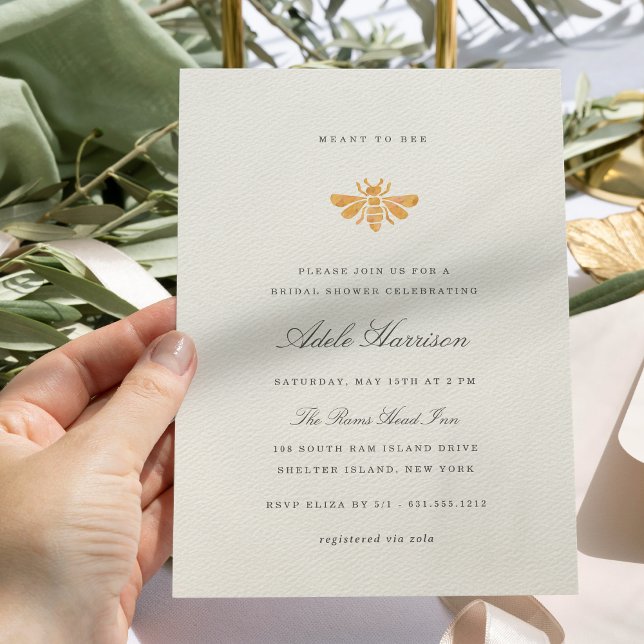 Möhippan Golden Watercolor Bee Inbjudningar (Skapare uppladdad)