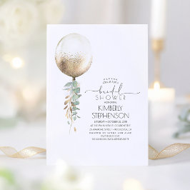 Möhippan Grey och Guld Glitter Balloon Inbjudningar