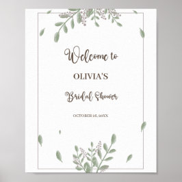 Möhippan Grey Watercolor Blommigt Välkommen  Poster