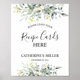 Möhippan Grey Watercolor Recipe Cards Poster