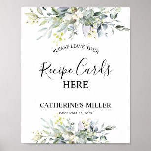 Möhippan Grey Watercolor Recipe Cards Poster