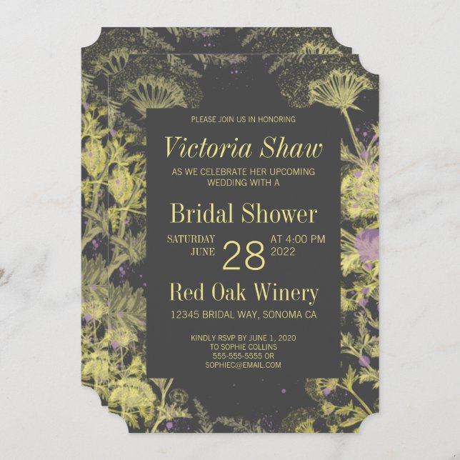 Möhippan Gula blommor Inbjudningar (Fram/baksida)