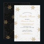 Möhippan guld & Black Winter Snö Par Inbjudningar<br><div class="desc">Gratulera till din speciella dag med den här snyggtens inbjudan till möhippa till jul. Den här designen har vacker snöflingor och gnistor grafik i kombinationen guld & röd färg. Du kan anpassa texten till alla vinterhändelser. Mer möhippa finns att tillgå för inbjudan och party i min butik Bara BomWedding.</div>