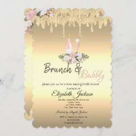 Möhippan guld Dricks Brunch & Bubly Flowers Inbjudningar