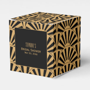Möhippan Guld och Black Art Deco Fläkt Flowers Presentaskar